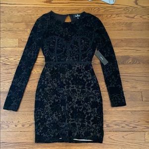 Black velvet long sleeve dress